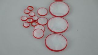 Small Stainless Steel Filter Disc With Red Rubber Wrapped Edge